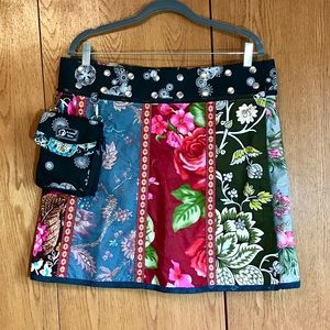 Multi-fabric wrap n’ snap skirt